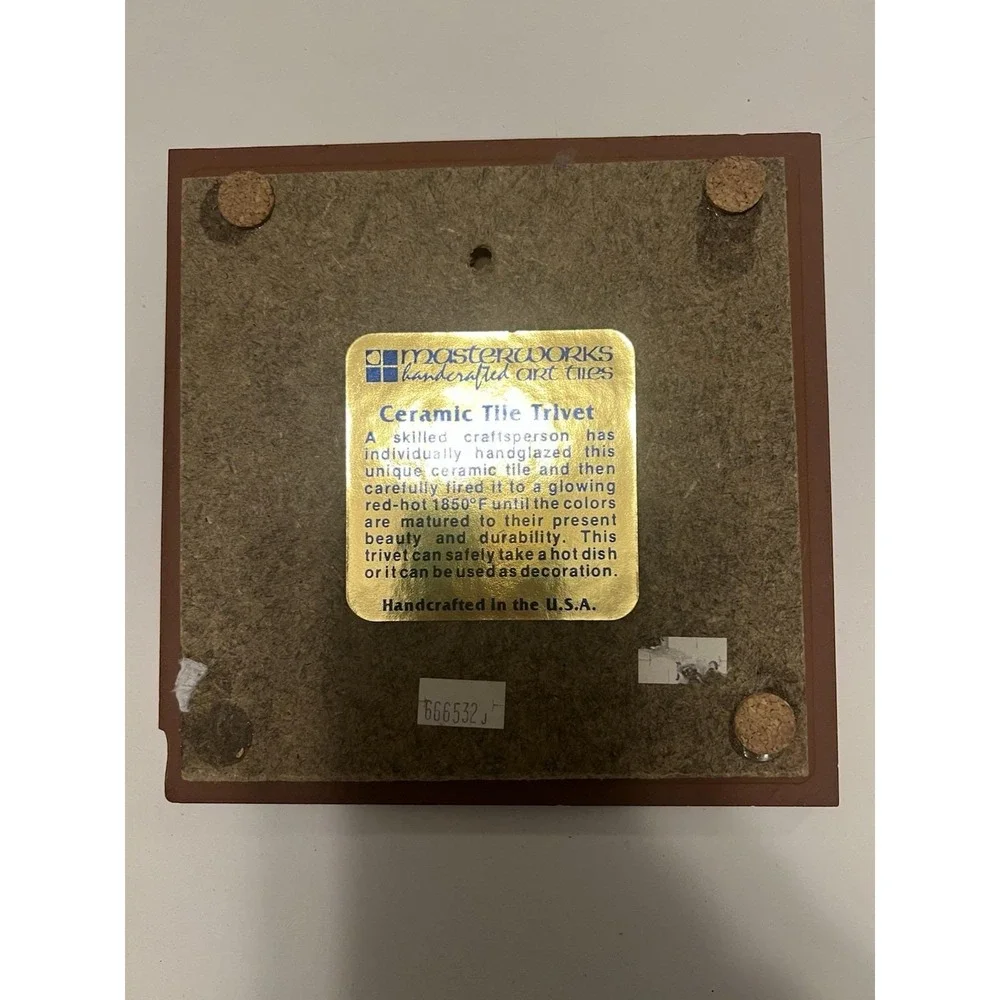 Masterworks Ceramic Art Tile Trivet‎ Coaster Chili Peppers made in USA